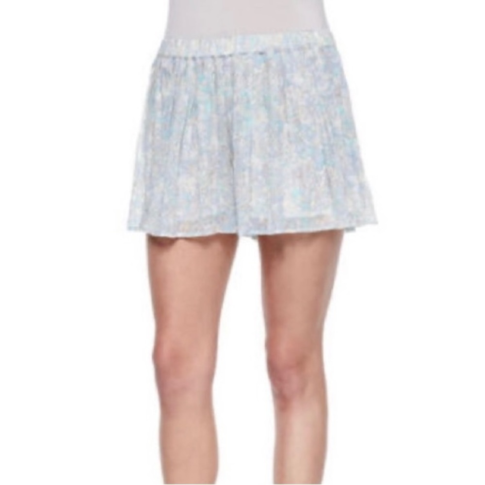 Joie Floral Purple and Blue Aeria Pleated A Line Shorts Oasis